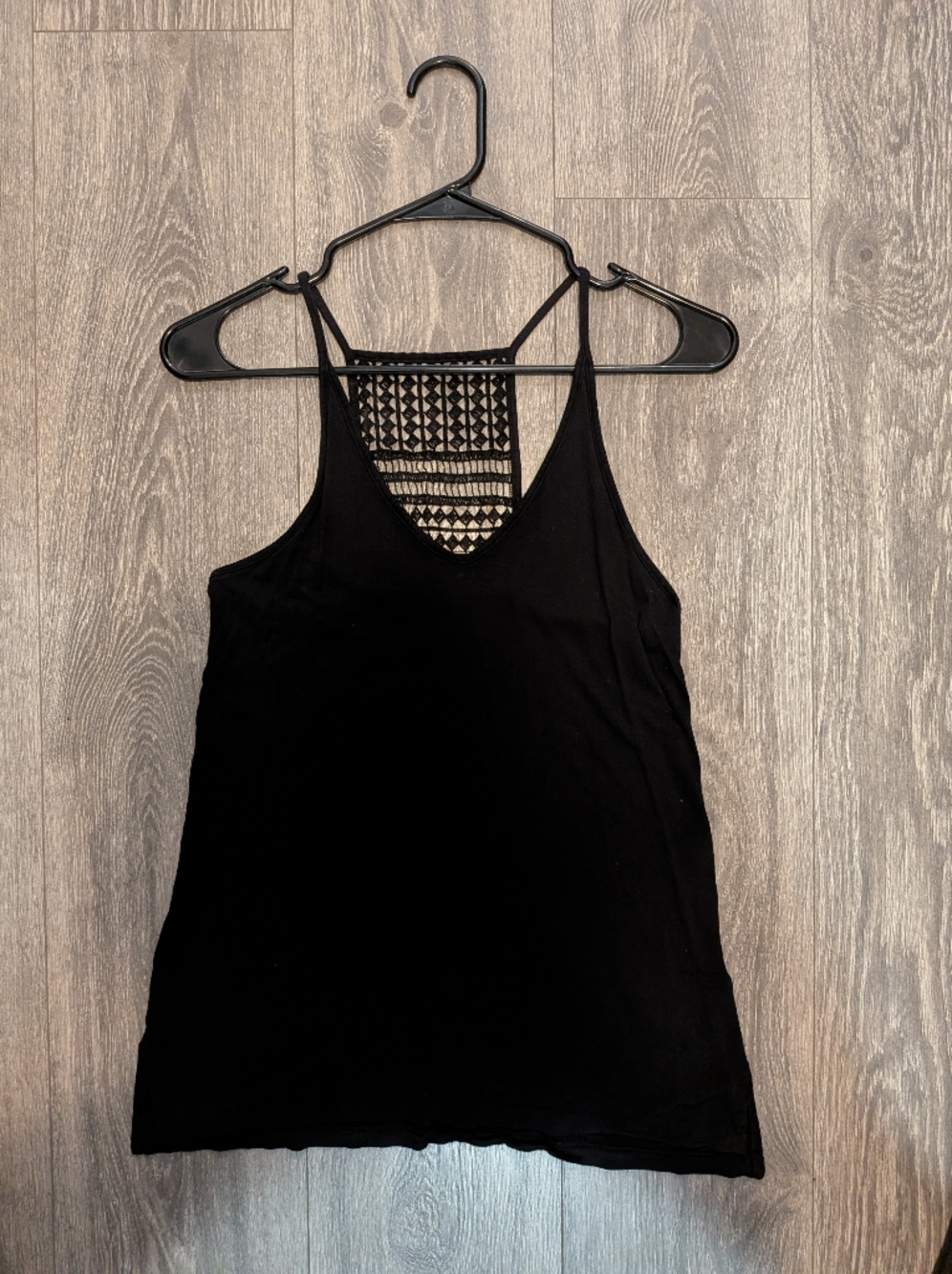 Old Navy Black Strappy Tank with Crochet Back